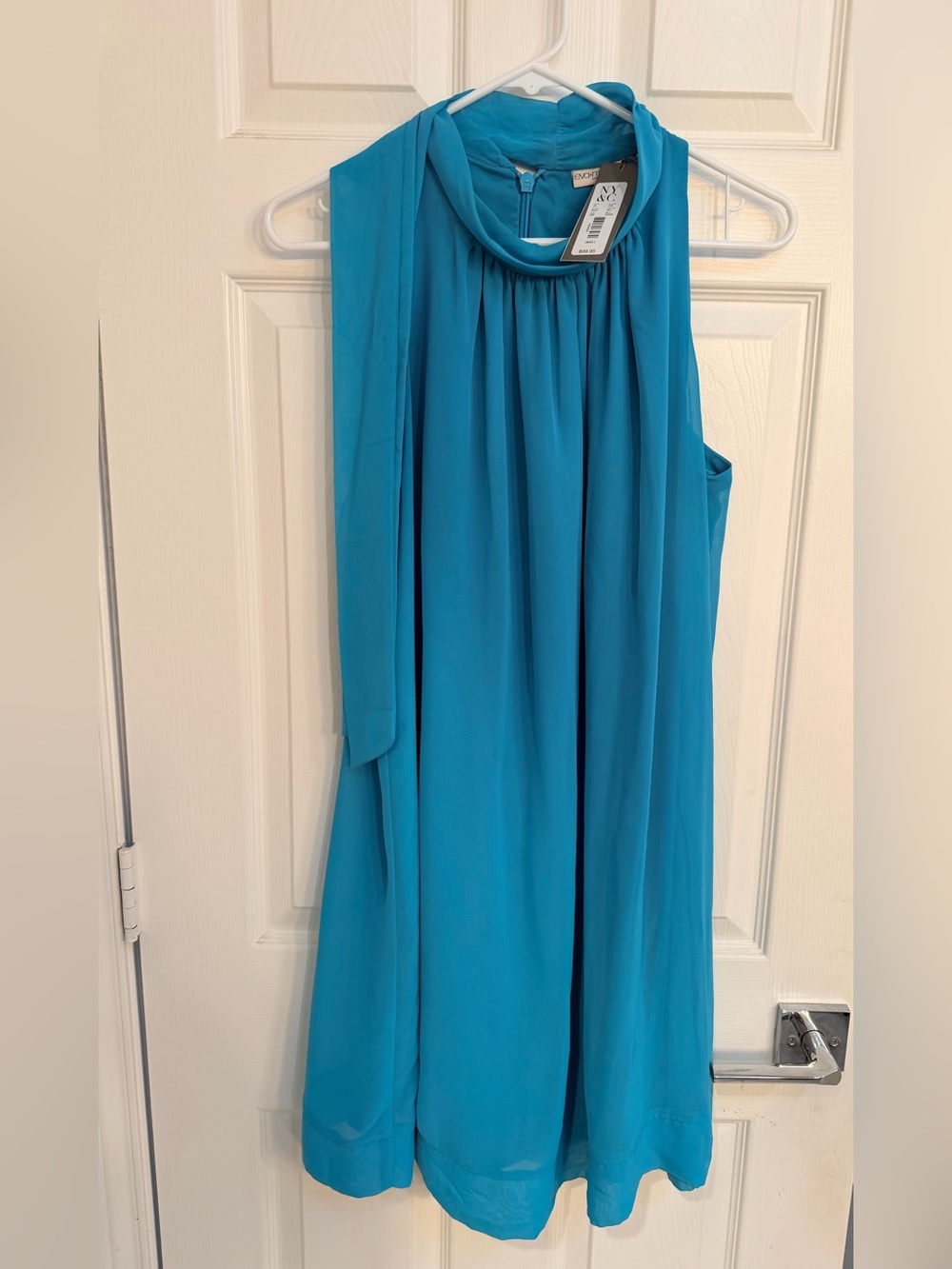 NWT-EVA MENDEZ - NY Collection (NY&C) Sleeveless-Neck Chiffon Dress in Turquoise